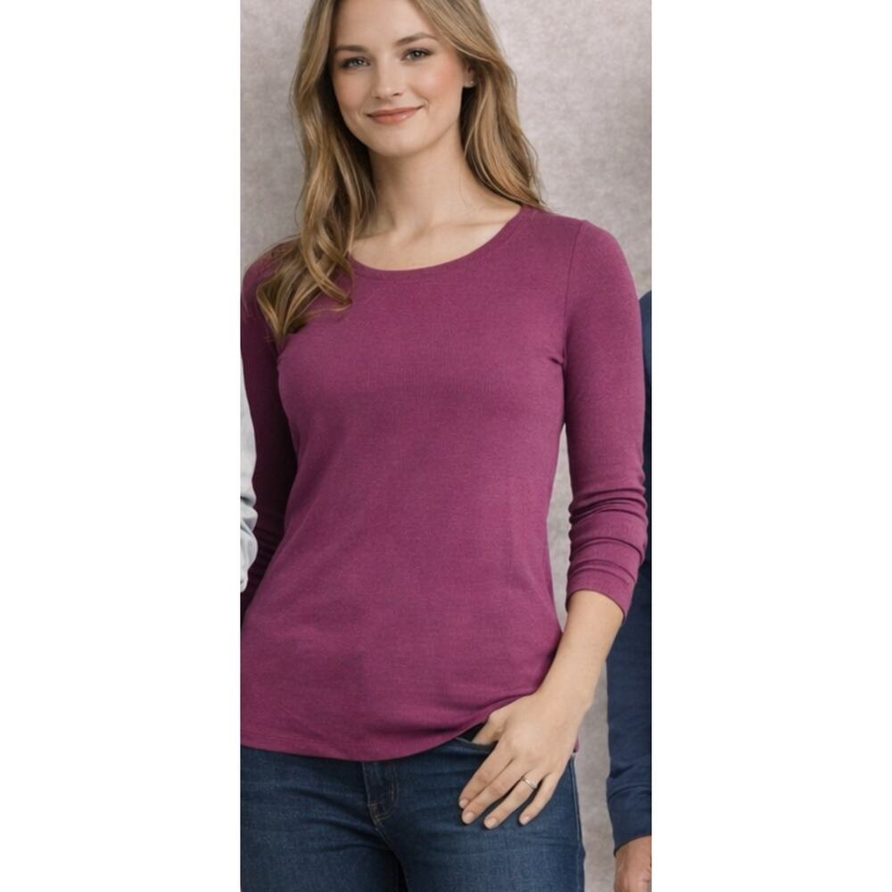 Alexander Del Rossa Top Long Sleeve Women M Pink Casual Stretch Basic
